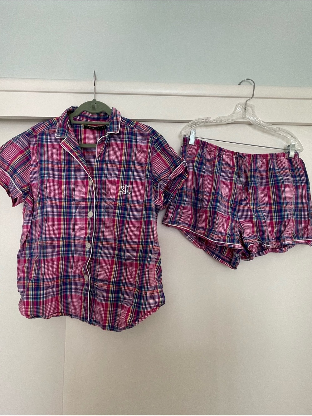 Ralph Lauren Pink Multi Plaid Short Sleeve Pajama Set